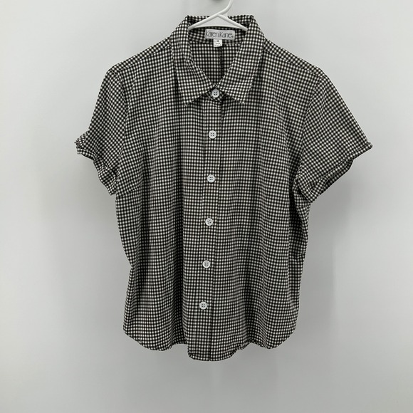 Karen Kane Tops - Karen Kane Brown Gingham Check Short Sleeve Button Up Shirt 16 USA 90s Picnic